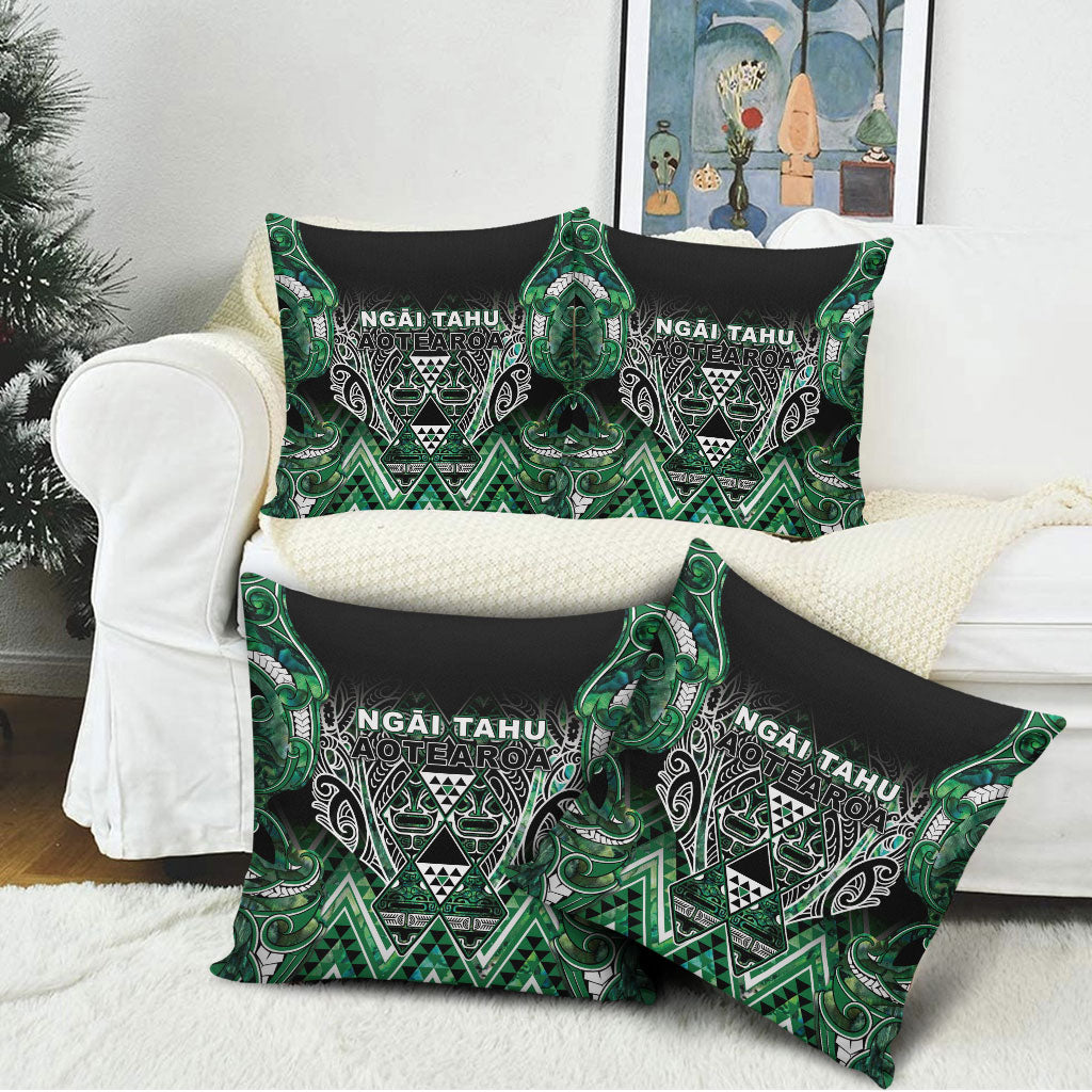 Aotearoa Ngai Tahu Pillow Cover Maori Tribal Dark Green Paua Shell Pattern DT05 - Polynesian Pride