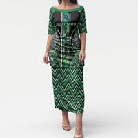 Aotearoa Ngai Tahu Puletasi Maori Tribal Dark Green Paua Shell Pattern DT05 Long Dress Green - Polynesian Pride