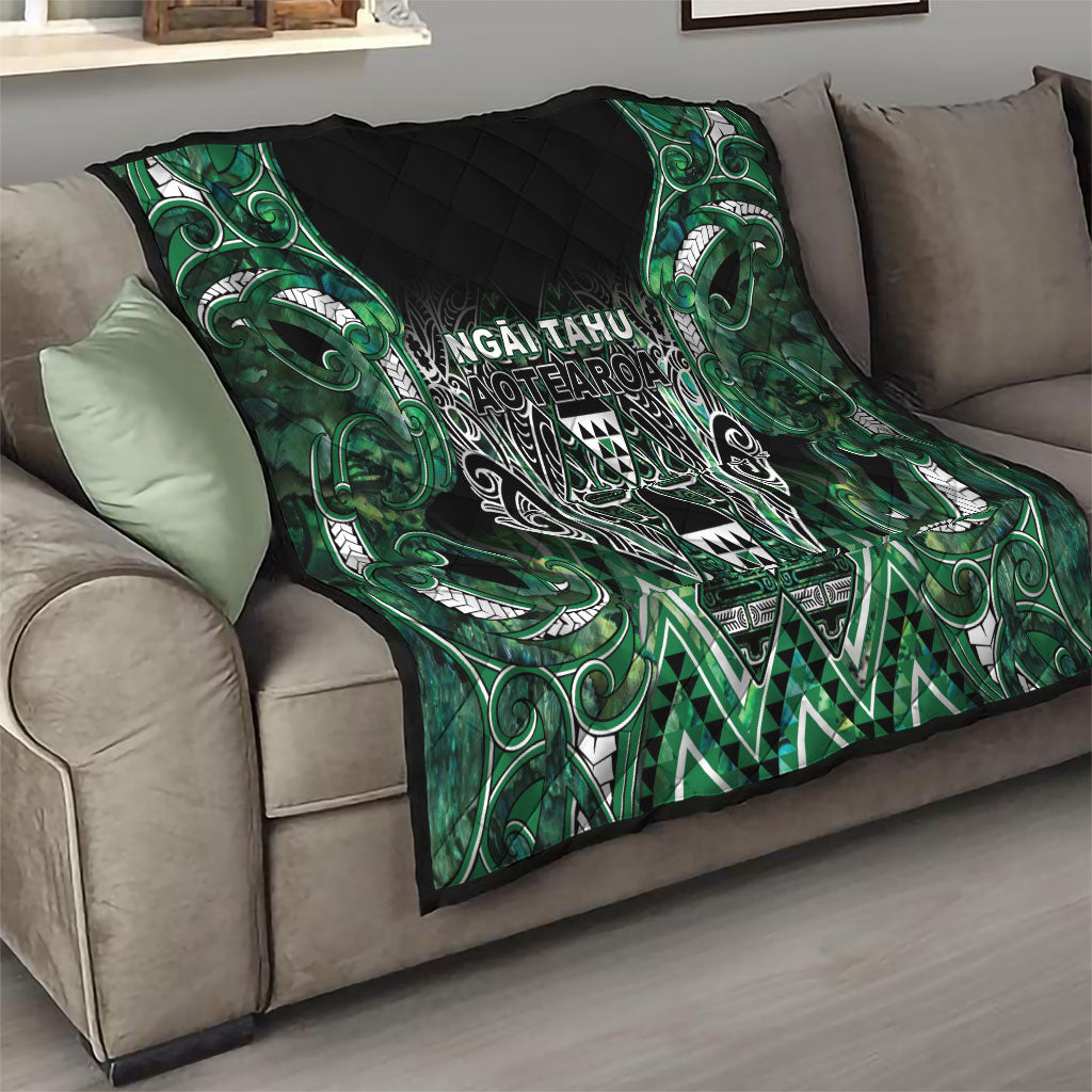 Aotearoa Ngai Tahu Quilt Maori Tribal Dark Green Paua Shell Pattern DT05 - Polynesian Pride