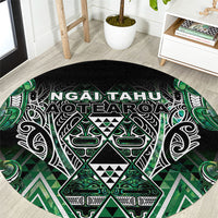 Aotearoa Ngai Tahu Round Carpet Maori Tribal Dark Green Paua Shell Pattern DT05 Green - Polynesian Pride