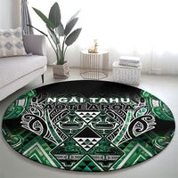 Aotearoa Ngai Tahu Round Carpet Maori Tribal Dark Green Paua Shell Pattern DT05 - Polynesian Pride