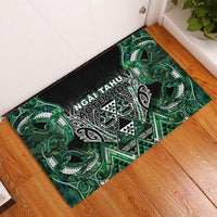 Aotearoa Ngai Tahu Rubber Doormat Maori Tribal Dark Green Paua Shell Pattern DT05 - Polynesian Pride
