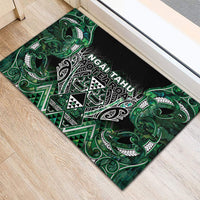 Aotearoa Ngai Tahu Rubber Doormat Maori Tribal Dark Green Paua Shell Pattern DT05 - Polynesian Pride