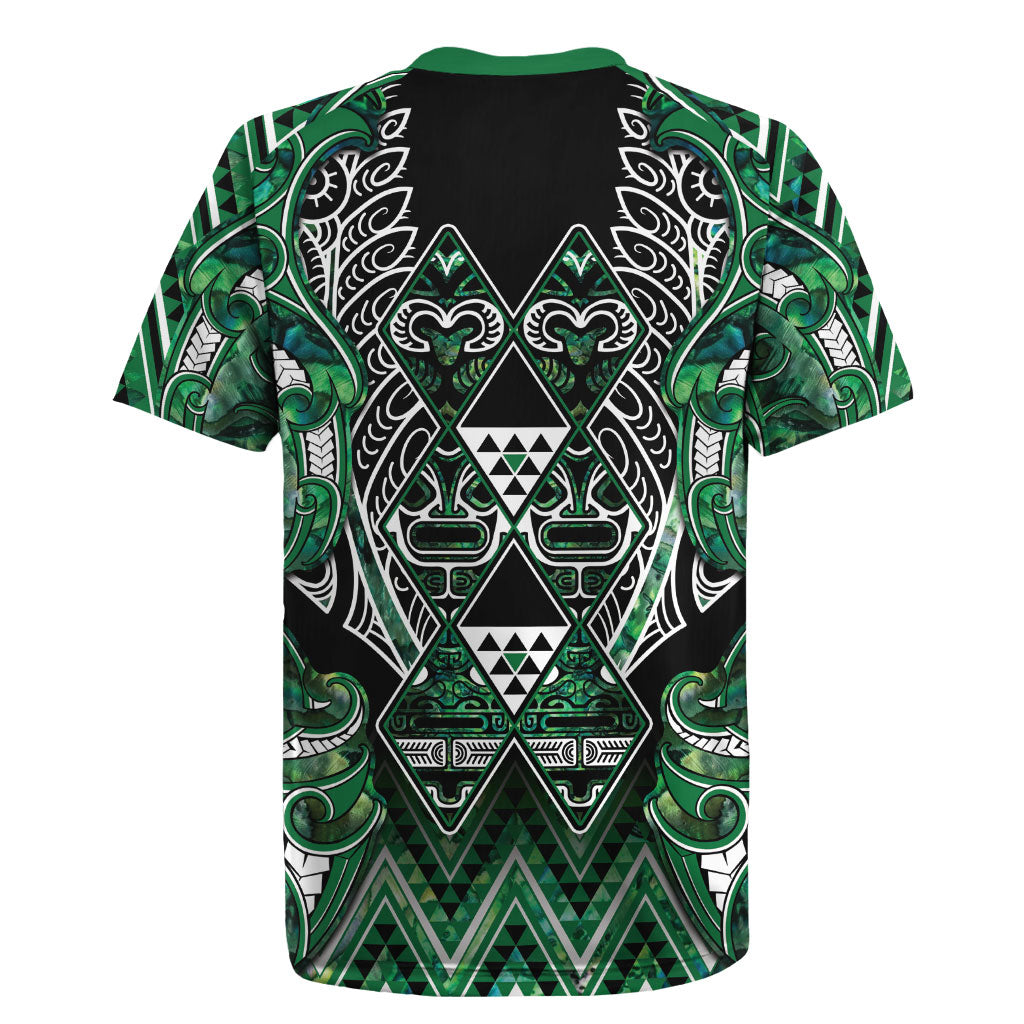 Aotearoa Ngai Tahu Rugby Jersey Maori Tribal Dark Green Paua Shell Pattern DT05 - Polynesian Pride