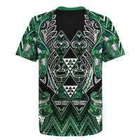 Aotearoa Ngai Tahu Rugby Jersey Maori Tribal Dark Green Paua Shell Pattern DT05 - Polynesian Pride