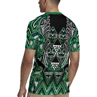 Aotearoa Ngai Tahu Rugby Jersey Maori Tribal Dark Green Paua Shell Pattern DT05 - Polynesian Pride