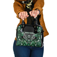 Aotearoa Ngai Tahu Shoulder Handbag Maori Tribal Dark Green Paua Shell Pattern DT05 One Size Green - Polynesian Pride