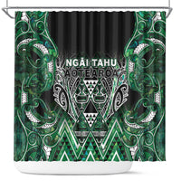 Aotearoa Ngai Tahu Shower Curtain Maori Tribal Dark Green Paua Shell Pattern DT05 Green - Polynesian Pride