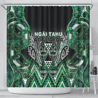 Aotearoa Ngai Tahu Shower Curtain Maori Tribal Dark Green Paua Shell Pattern DT05 - Polynesian Pride