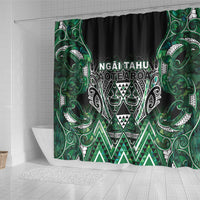 Aotearoa Ngai Tahu Shower Curtain Maori Tribal Dark Green Paua Shell Pattern DT05 - Polynesian Pride