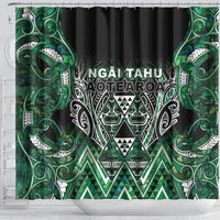 Aotearoa Ngai Tahu Shower Curtain Maori Tribal Dark Green Paua Shell Pattern DT05 - Polynesian Pride