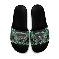 Aotearoa Ngai Tahu Slide Sandals Maori Tribal Dark Green Paua Shell Pattern DT05 Green - Polynesian Pride