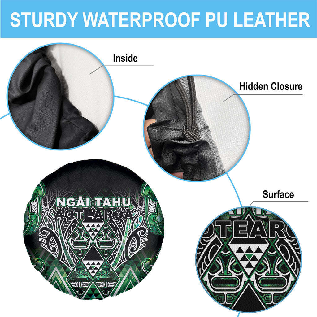 Aotearoa Ngai Tahu Spare Tire Cover Maori Tribal Dark Green Paua Shell Pattern DT05 - Polynesian Pride