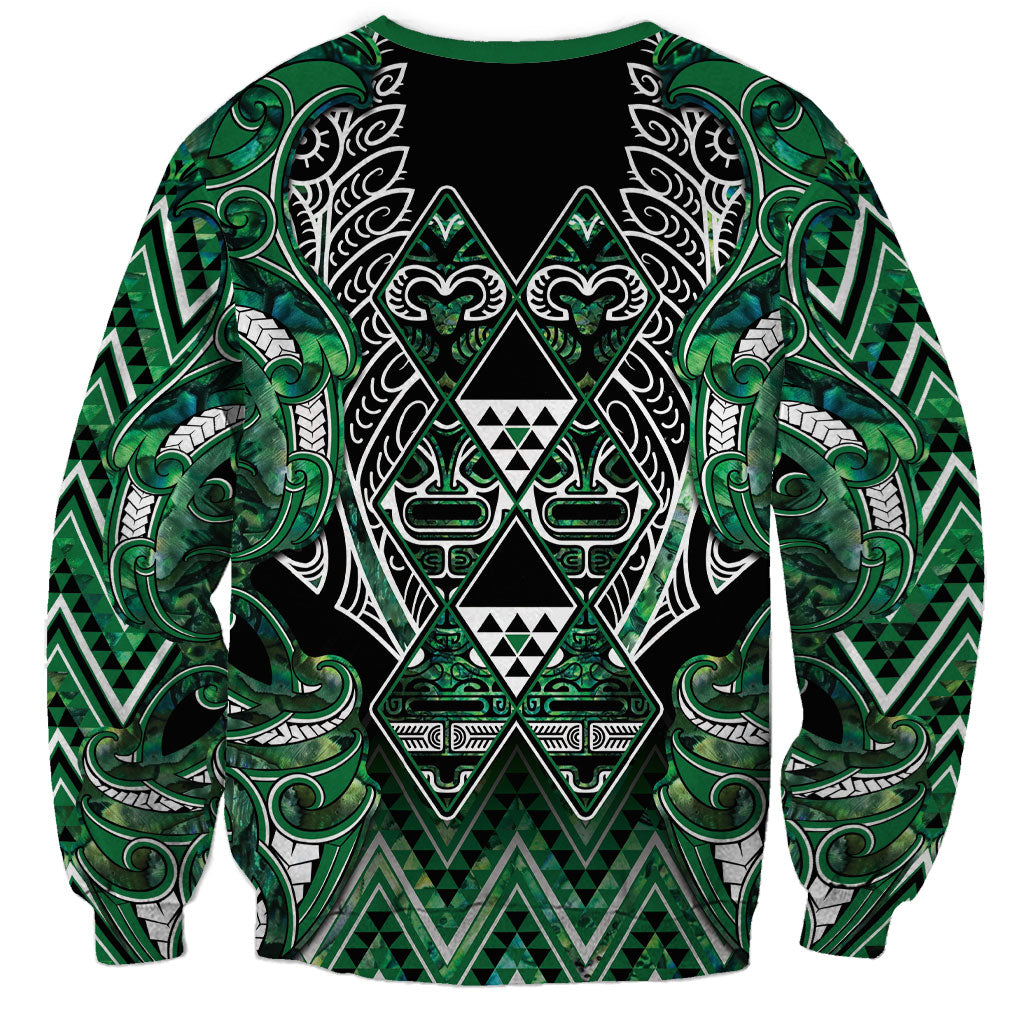 Aotearoa Ngai Tahu Sweatshirt Maori Tribal Dark Green Paua Shell Pattern DT05 - Polynesian Pride