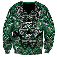 Aotearoa Ngai Tahu Sweatshirt Maori Tribal Dark Green Paua Shell Pattern DT05 - Polynesian Pride