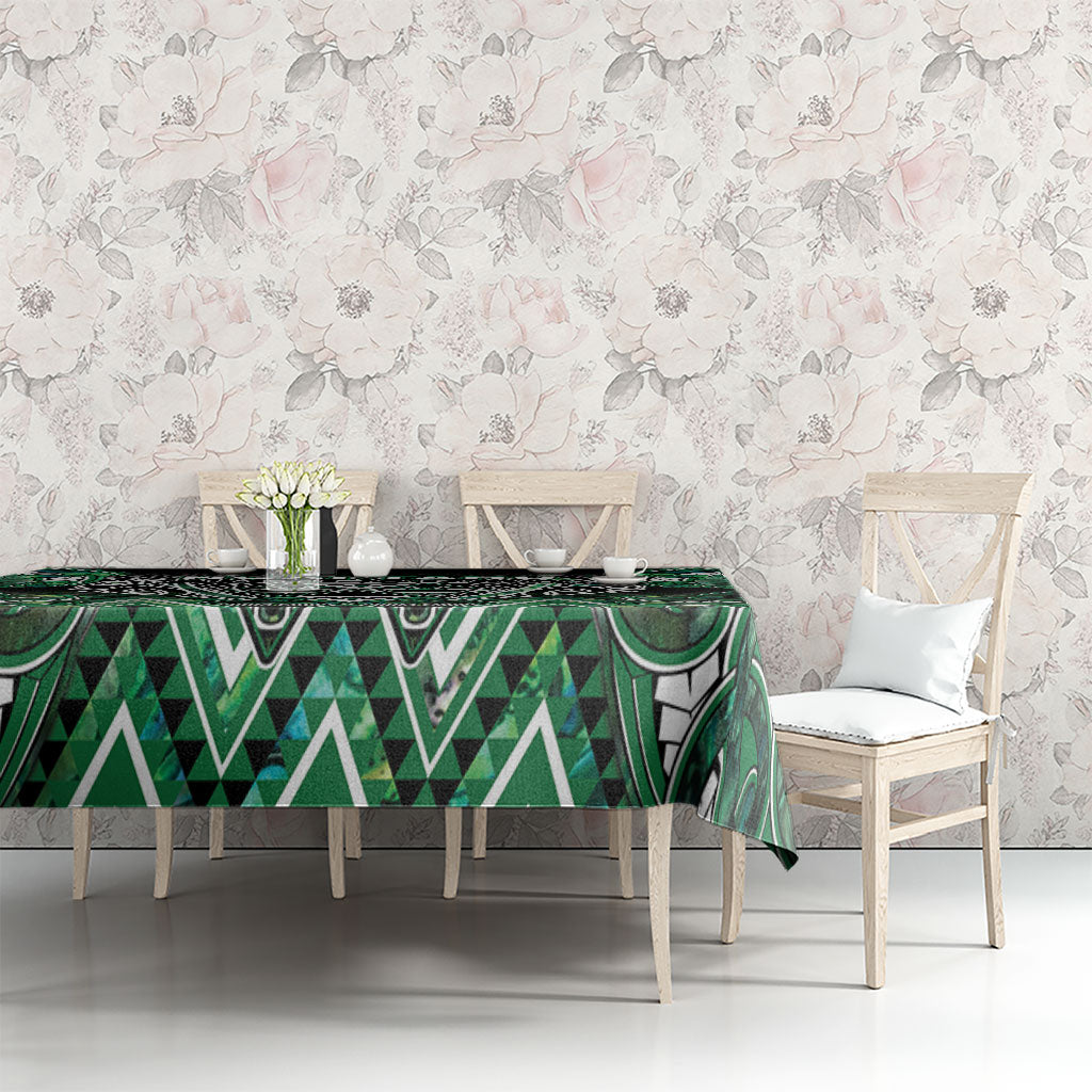 Aotearoa Ngai Tahu Tablecloth Maori Tribal Dark Green Paua Shell Pattern DT05 - Polynesian Pride