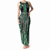 Aotearoa Ngai Tahu Tank Maxi Dress Maori Tribal Dark Green Paua Shell Pattern DT05 Women Green - Polynesian Pride