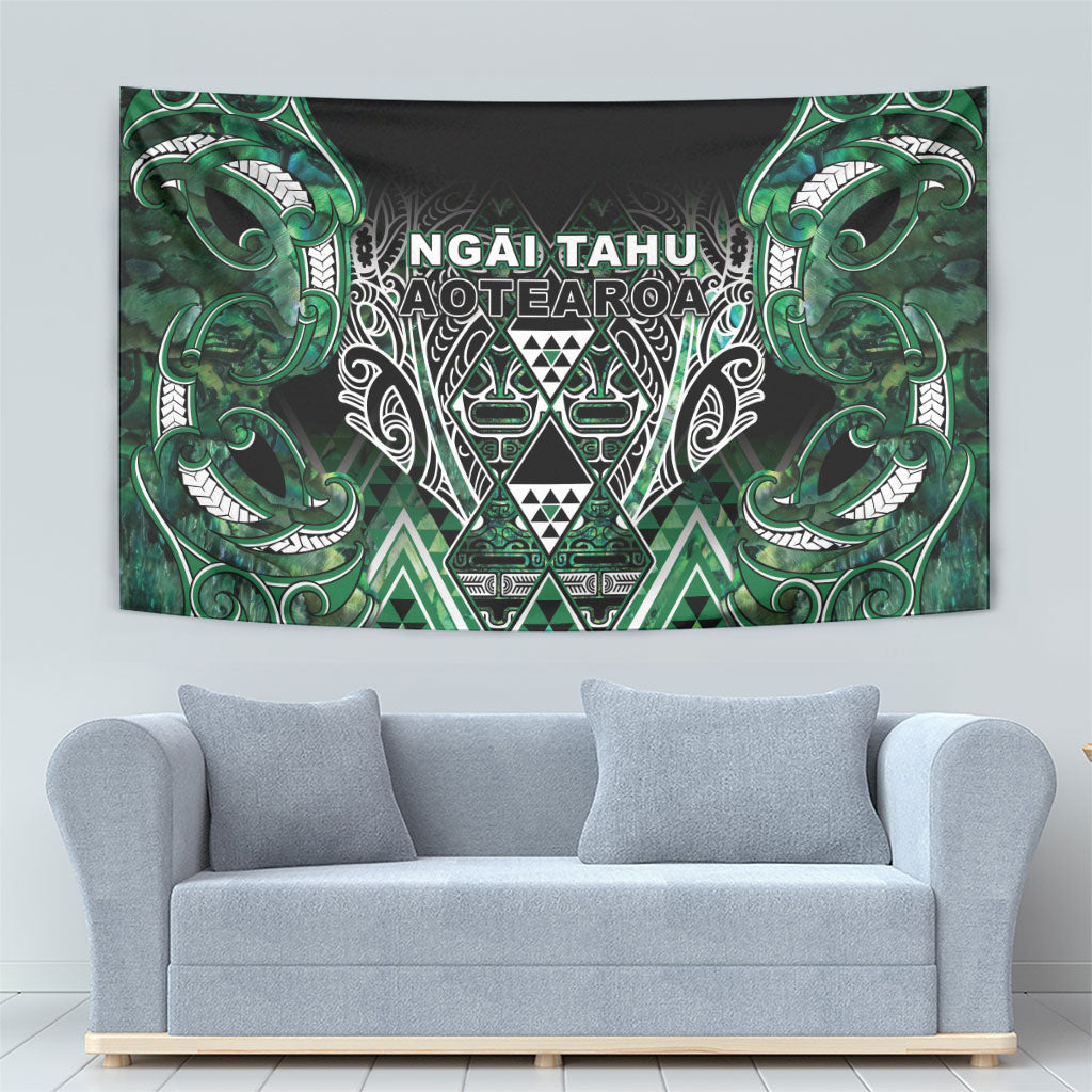 Aotearoa Ngai Tahu Tapestry Maori Tribal Dark Green Paua Shell Pattern DT05 - Polynesian Pride