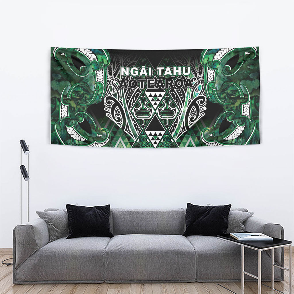 Aotearoa Ngai Tahu Tapestry Maori Tribal Dark Green Paua Shell Pattern DT05 - Polynesian Pride
