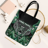 Aotearoa Ngai Tahu Tote Bag Maori Tribal Dark Green Paua Shell Pattern DT05 Black Strap One Size Green - Polynesian Pride