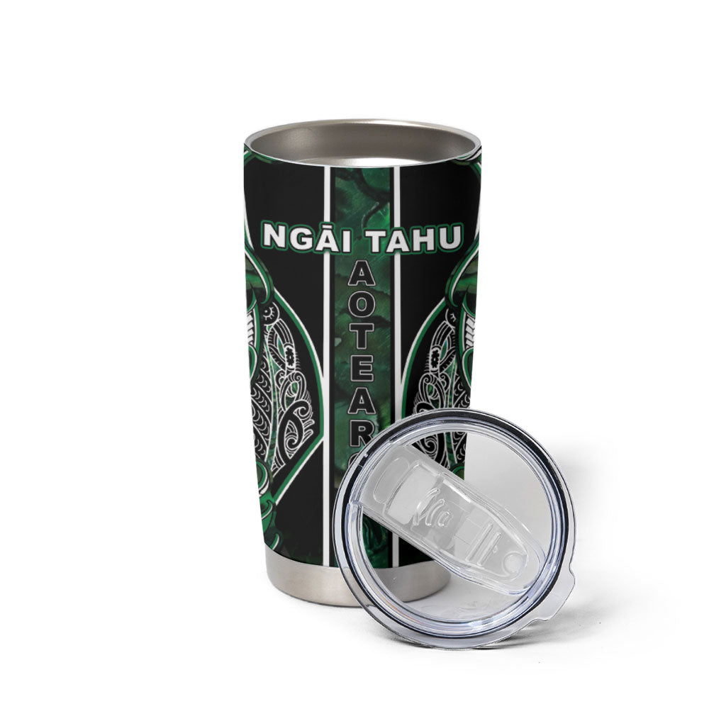 Aotearoa Ngai Tahu Tumbler Cup Maori Tribal Dark Green Paua Shell Pattern DT05 - Polynesian Pride