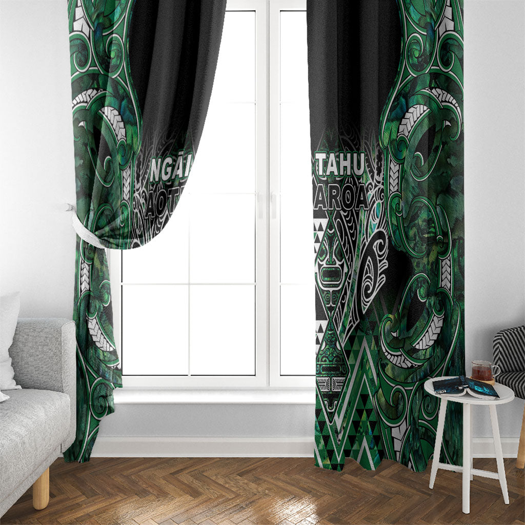 Aotearoa Ngai Tahu Window Curtain Maori Tribal Dark Green Paua Shell Pattern DT05 - Polynesian Pride