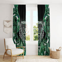 Aotearoa Ngai Tahu Window Curtain Maori Tribal Dark Green Paua Shell Pattern DT05 - Polynesian Pride
