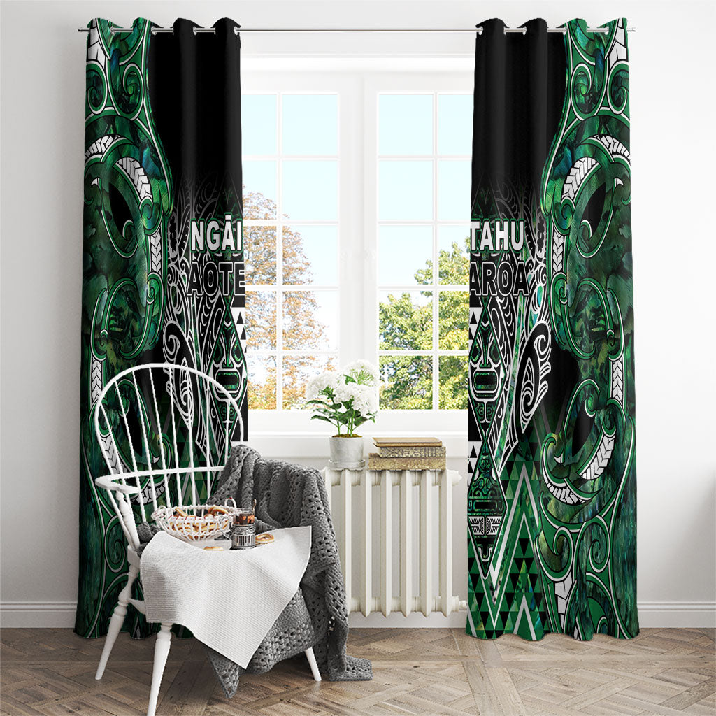 Aotearoa Ngai Tahu Window Curtain Maori Tribal Dark Green Paua Shell Pattern DT05 - Polynesian Pride