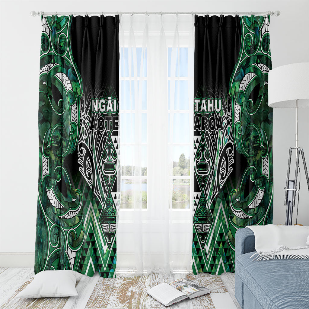 Aotearoa Ngai Tahu Window Curtain Maori Tribal Dark Green Paua Shell Pattern DT05 - Polynesian Pride