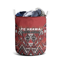 Aotearoa Te Arawa Laundry Basket Maori Tribal Dark Red Paua Shell Pattern DT05 - Polynesian Pride
