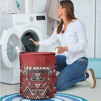 Aotearoa Te Arawa Laundry Basket Maori Tribal Dark Red Paua Shell Pattern DT05 - Polynesian Pride