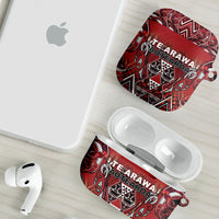 Aotearoa Te Arawa AirPods Case Maori Tribal Dark Red Paua Shell Pattern DT05 - Polynesian Pride