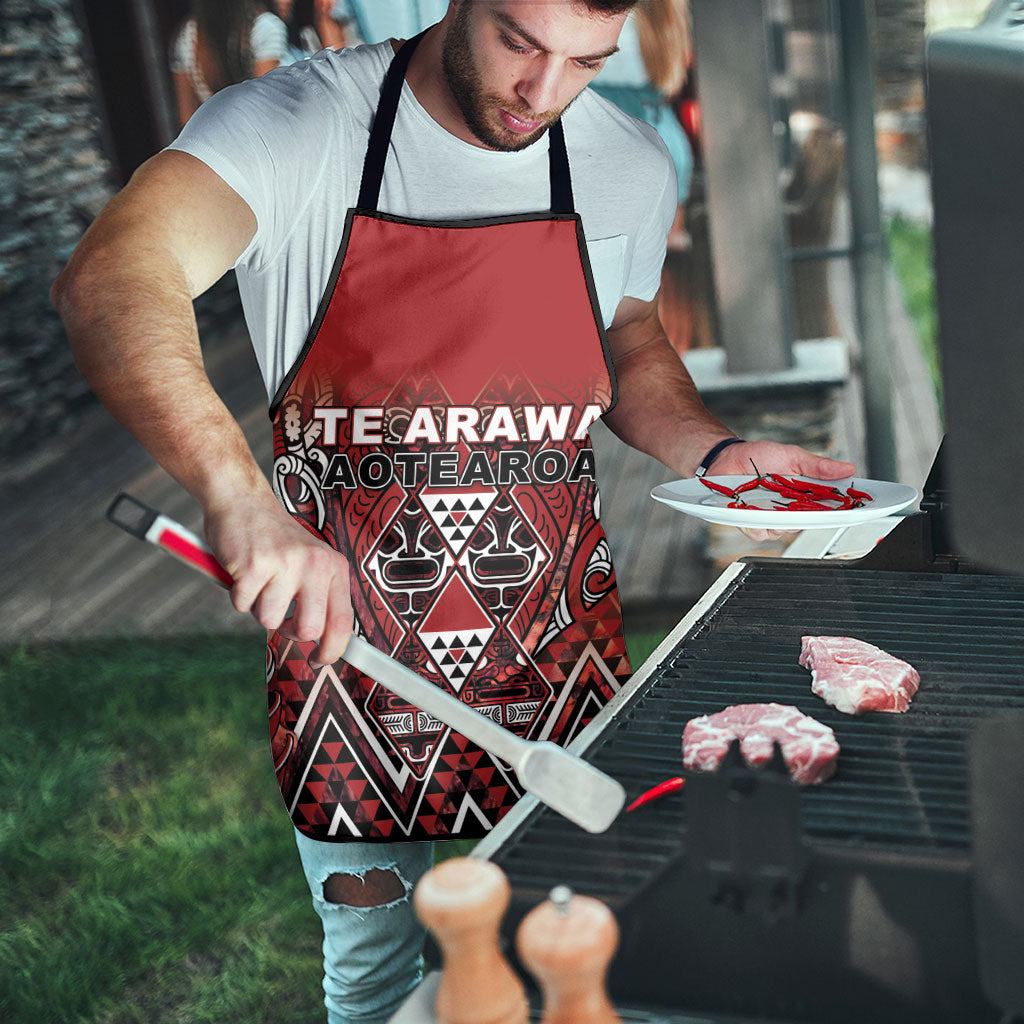 Aotearoa Te Arawa Apron Maori Tribal Dark Red Paua Shell Pattern DT05 - Polynesian Pride