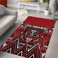 Aotearoa Te Arawa Area Rug Maori Tribal Dark Red Paua Shell Pattern DT05 - Polynesian Pride