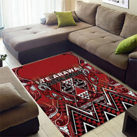 Aotearoa Te Arawa Area Rug Maori Tribal Dark Red Paua Shell Pattern DT05 - Polynesian Pride