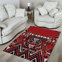 Aotearoa Te Arawa Area Rug Maori Tribal Dark Red Paua Shell Pattern DT05 - Polynesian Pride