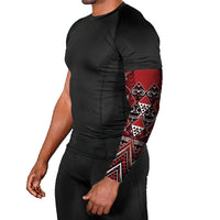 Aotearoa Te Arawa Arm Sleeves Maori Tribal Dark Red Paua Shell Pattern DT05 - Polynesian Pride