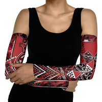 Aotearoa Te Arawa Arm Sleeves Maori Tribal Dark Red Paua Shell Pattern DT05 - Polynesian Pride