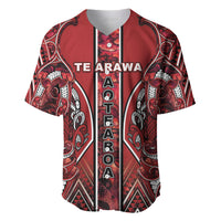 Aotearoa Te Arawa Baseball Jersey Maori Tribal Dark Red Paua Shell Pattern DT05 Red - Polynesian Pride