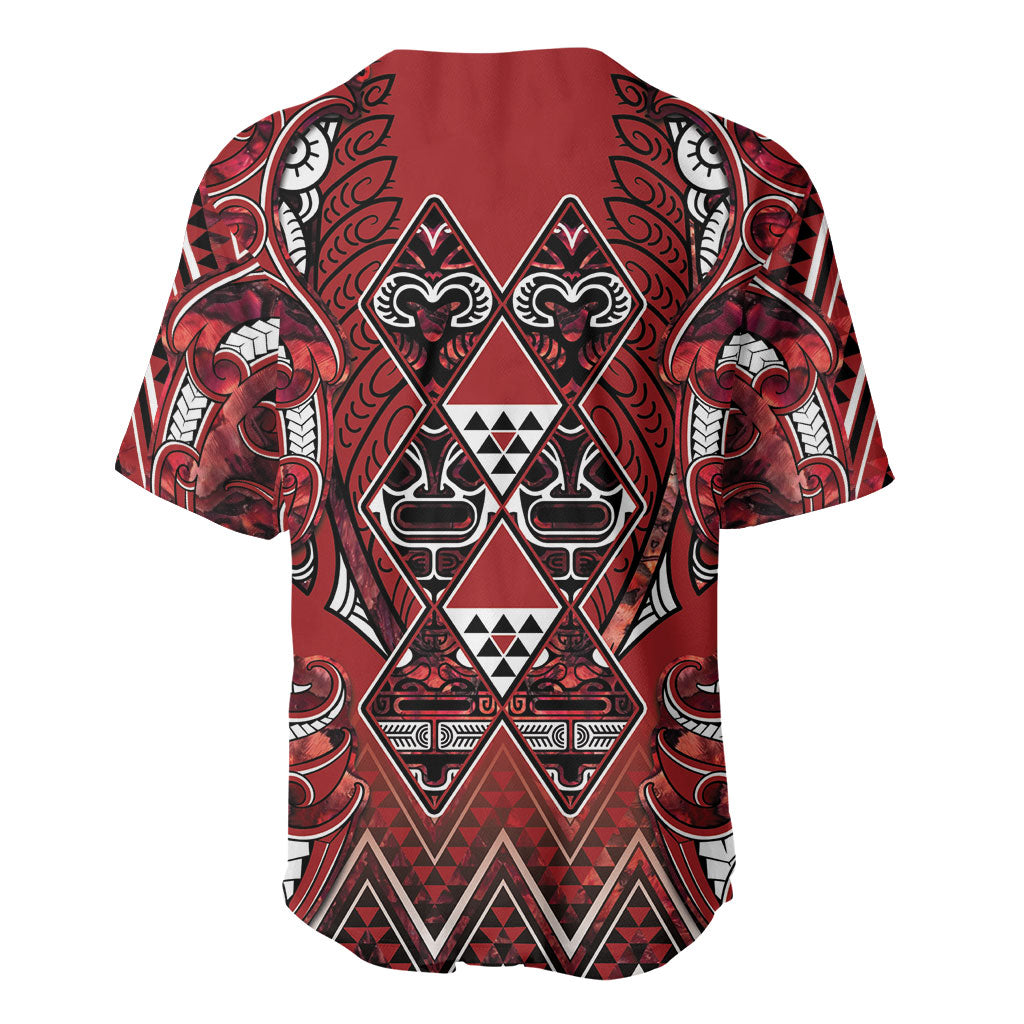 Aotearoa Te Arawa Baseball Jersey Maori Tribal Dark Red Paua Shell Pattern DT05 - Polynesian Pride