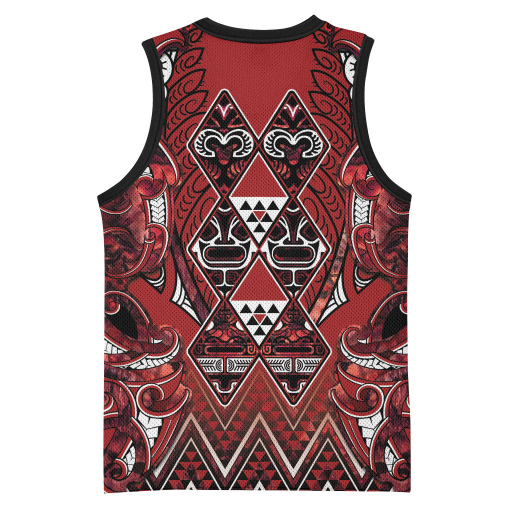 Aotearoa Te Arawa Basketball Jersey Maori Tribal Dark Red Paua Shell Pattern DT05 - Polynesian Pride