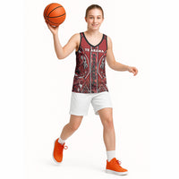 Aotearoa Te Arawa Basketball Jersey Maori Tribal Dark Red Paua Shell Pattern DT05 - Polynesian Pride