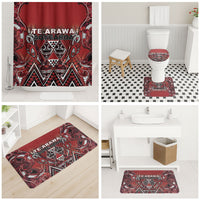 Aotearoa Te Arawa Bathroom Set Maori Tribal Dark Red Paua Shell Pattern DT05 - Polynesian Pride