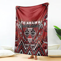 Aotearoa Te Arawa Blanket Maori Tribal Dark Red Paua Shell Pattern DT05 - Polynesian Pride