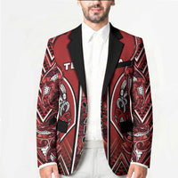 Aotearoa Te Arawa Blazer Maori Tribal Dark Red Paua Shell Pattern DT05 - Polynesian Pride
