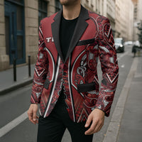 Aotearoa Te Arawa Blazer Maori Tribal Dark Red Paua Shell Pattern DT05 - Polynesian Pride