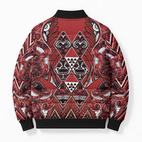 Aotearoa Te Arawa Bomber Puffer Jacket Maori Tribal Dark Red Paua Shell Pattern DT05 - Polynesian Pride