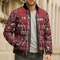 Aotearoa Te Arawa Bomber Puffer Jacket Maori Tribal Dark Red Paua Shell Pattern DT05 - Polynesian Pride