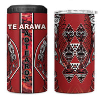 Aotearoa Te Arawa 4 in 1 Can Cooler Tumbler Maori Tribal Dark Red Paua Shell Pattern DT05 One Size: 16 oz Red - Polynesian Pride