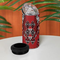 Aotearoa Te Arawa 4 in 1 Can Cooler Tumbler Maori Tribal Dark Red Paua Shell Pattern DT05 - Polynesian Pride